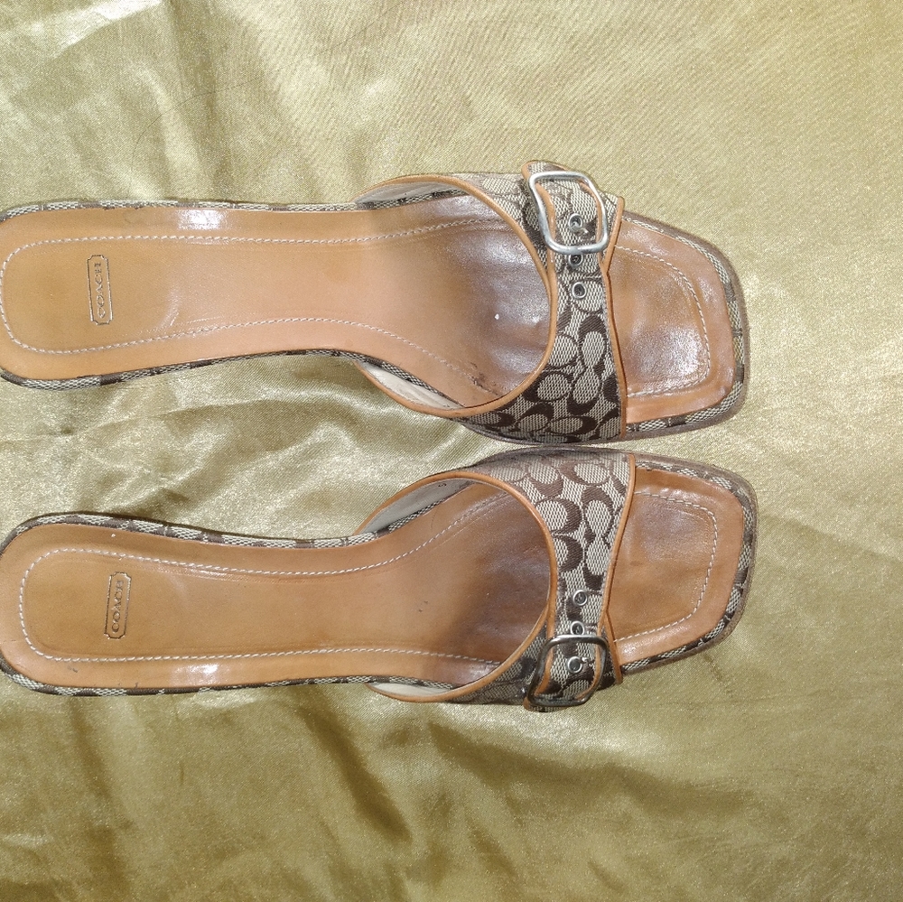 Coach slip on heel sandals and coach glasses case
